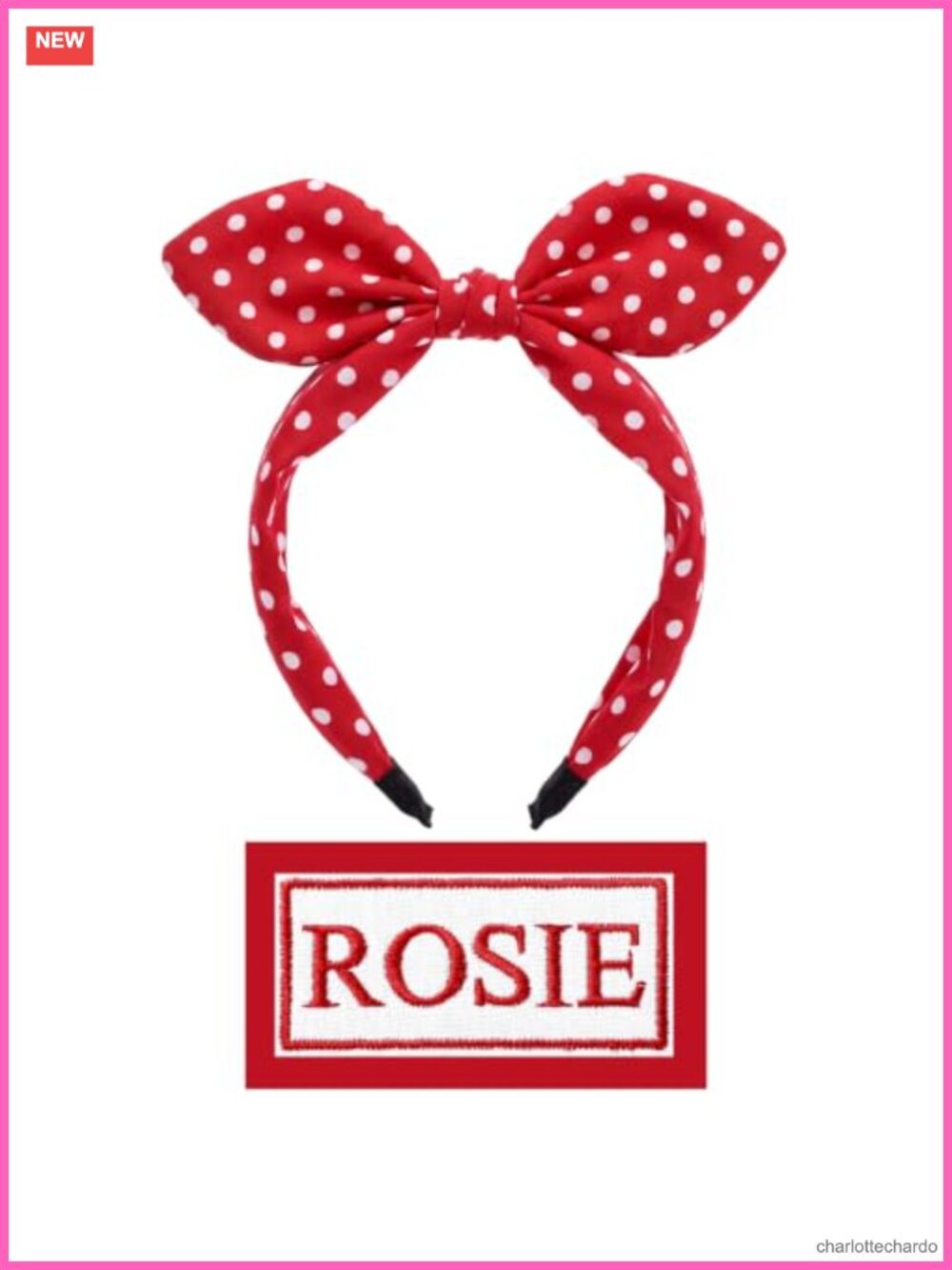 2 Pc Halloween Riveter Costume Set Polka Dot Bow Headband & ROSIE Patch, 50s